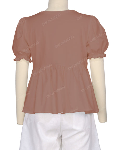 Puff Sleeve Boat Neck Top