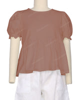 Puff Sleeve Boat Neck Top