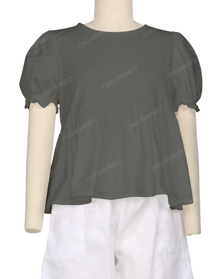 Puff Sleeve Boat Neck Top