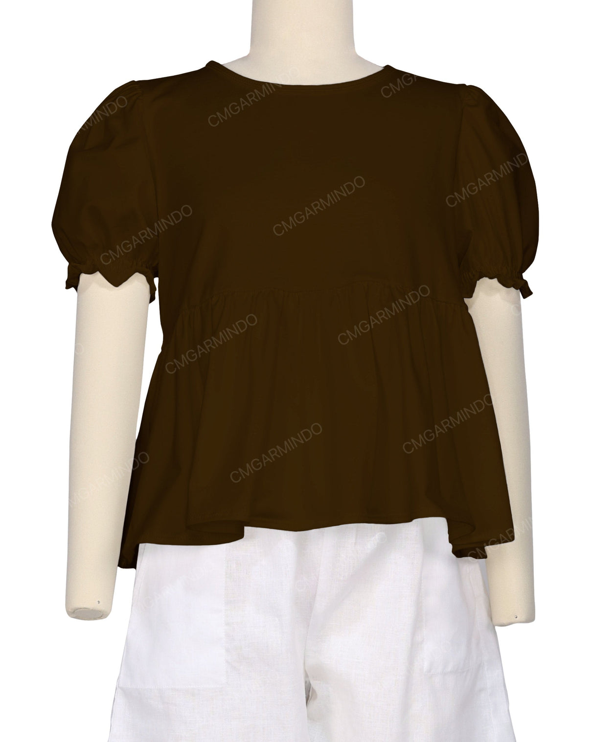Puff Sleeve Boat Neck Top
