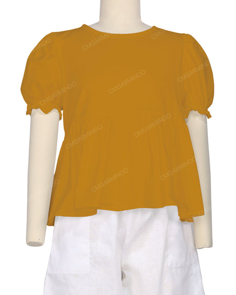 Puff Sleeve Boat Neck Top