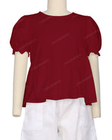 Puff Sleeve Boat Neck Top