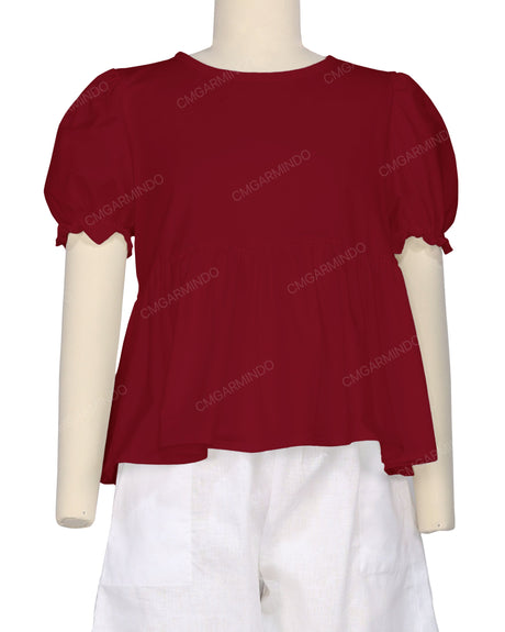 Puff Sleeve Boat Neck Top