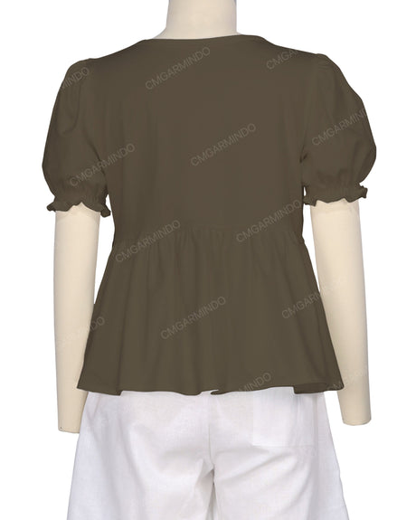 Puff Sleeve Boat Neck Top