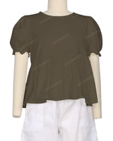 Puff Sleeve Boat Neck Top