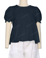 Puff Sleeve Boat Neck Top