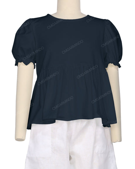 Puff Sleeve Boat Neck Top