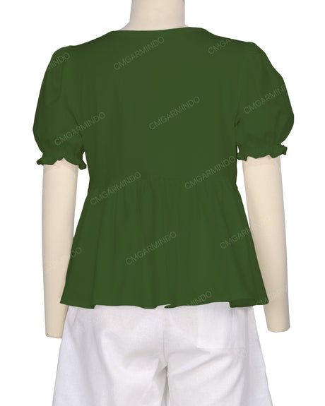 Puff Sleeve Boat Neck Top