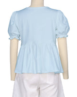 Puff Sleeve Boat Neck Top