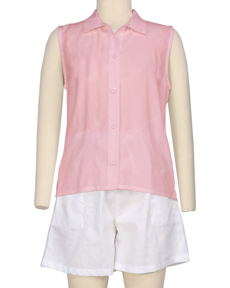 Sleeveless Button Up Shirt