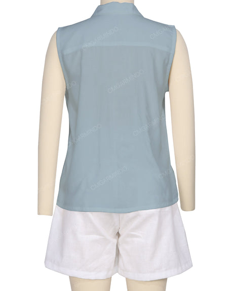Sleeveless Button Up Shirt