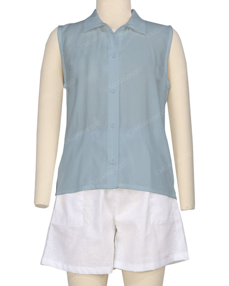Sleeveless Button Up Shirt
