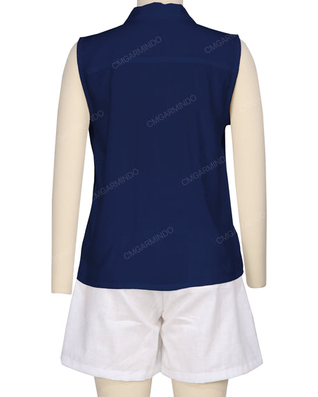 Sleeveless Button Up Shirt