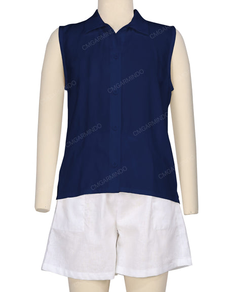 Sleeveless Button Up Shirt