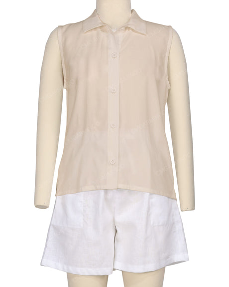 Sleeveless Button Up Shirt
