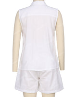 Sleeveless Button Up Shirt