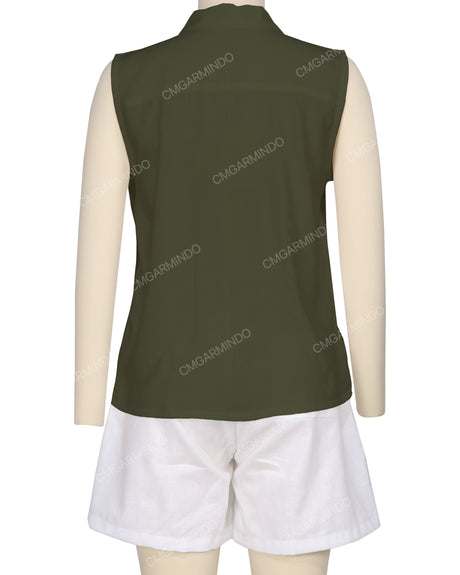 Sleeveless Button Up Shirt