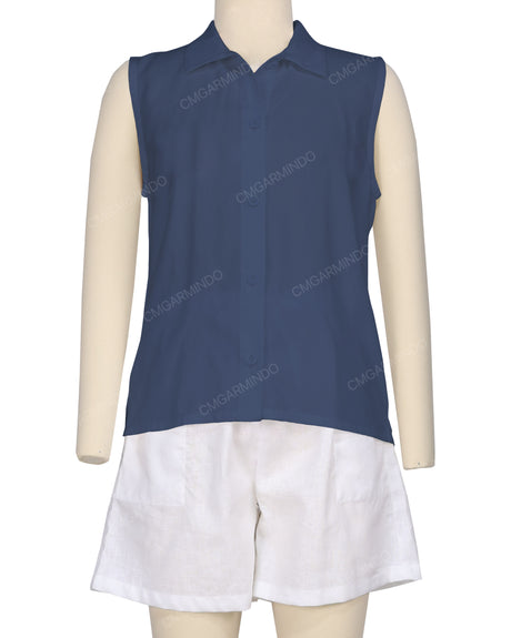 Sleeveless Button Up Shirt