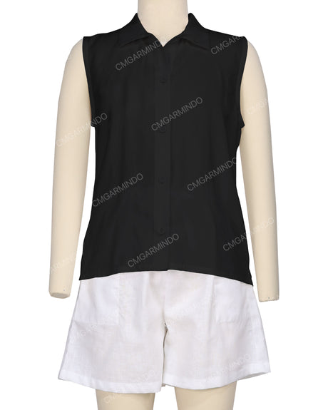 Sleeveless Button Up Shirt