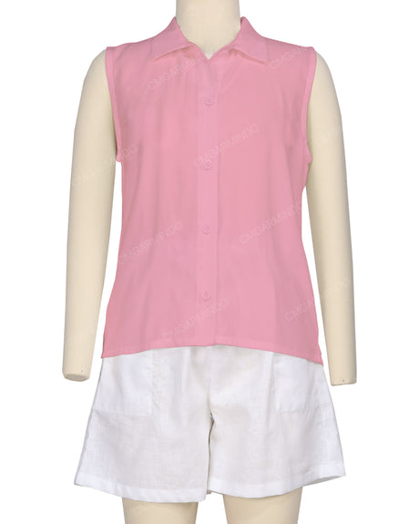 Sleeveless Button Up Shirt
