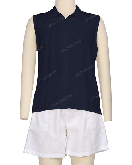 Sleeveless Button Up Shirt