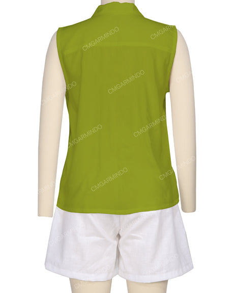 Sleeveless Button Up Shirt