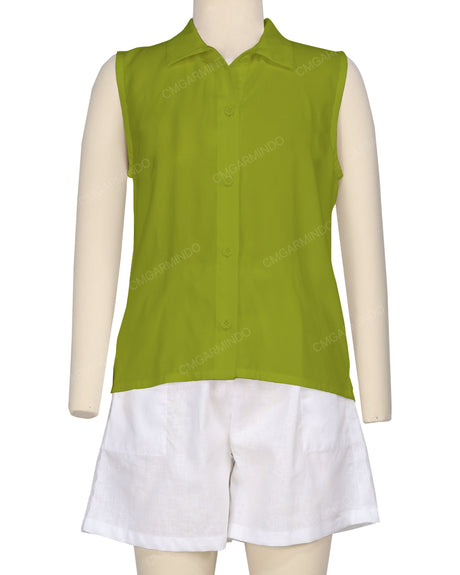 Sleeveless Button Up Shirt