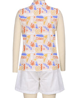 Sleeveless Button Up Shirt