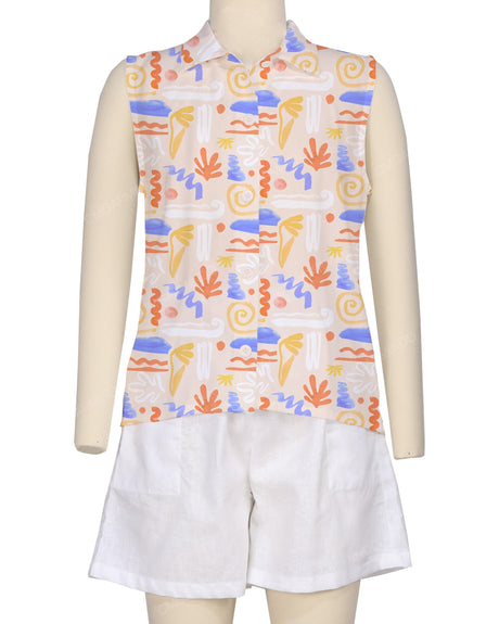 Sleeveless Button Up Shirt