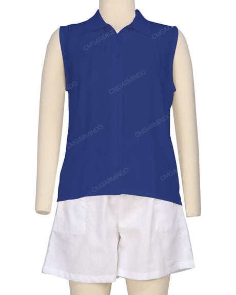 Sleeveless Button Up Shirt