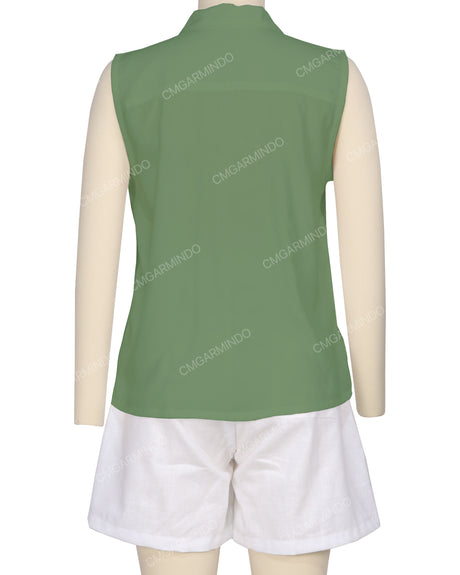 Sleeveless Button Up Shirt