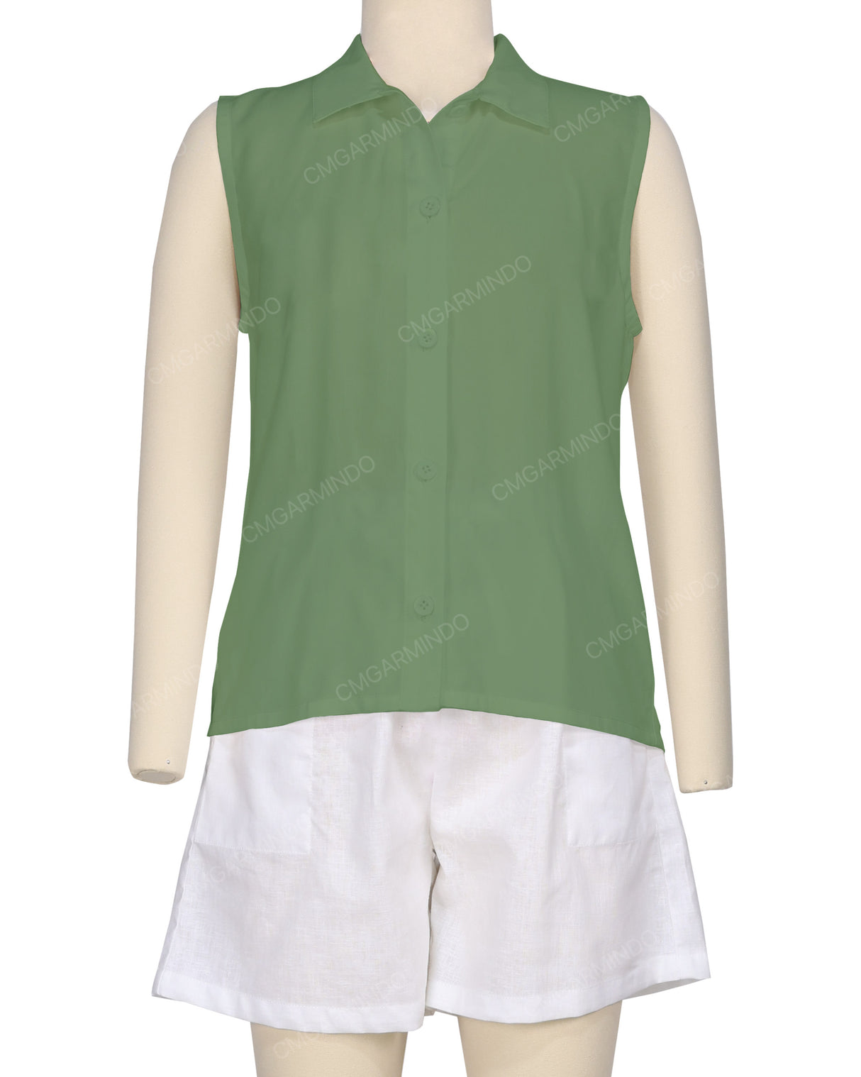 Sleeveless Button Up Shirt
