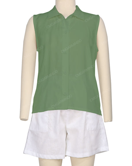 Sleeveless Button Up Shirt