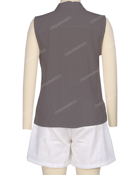 Sleeveless Button Up Shirt