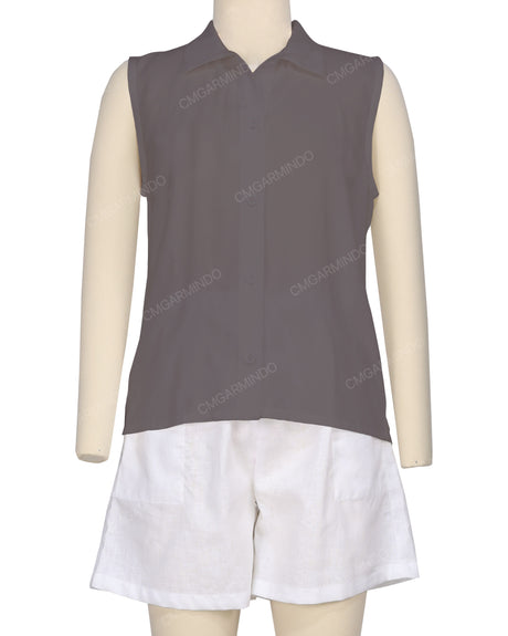 Sleeveless Button Up Shirt