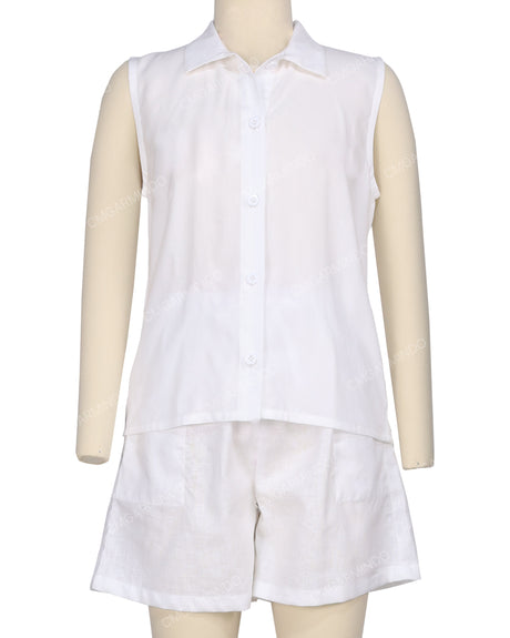 Sleeveless Button Up Shirt