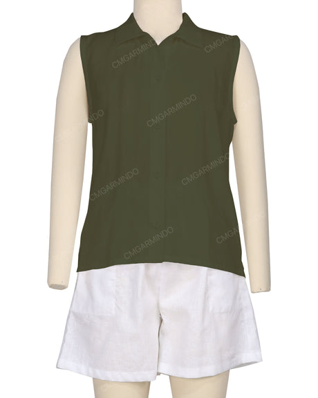 Sleeveless Button Up Shirt