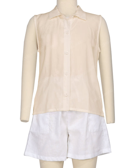 Sleeveless Button Up Shirt