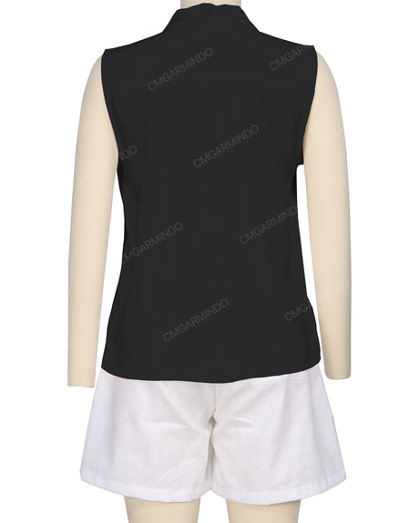 Sleeveless Button Up Shirt