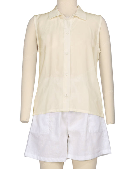 Sleeveless Button Up Shirt