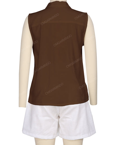 Sleeveless Button Up Shirt