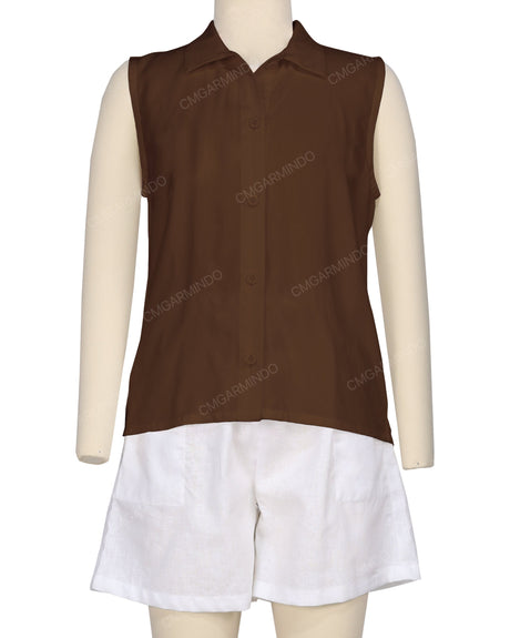 Sleeveless Button Up Shirt