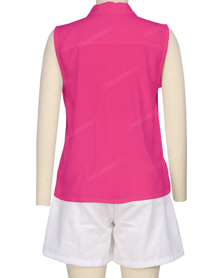 Sleeveless Button Up Shirt