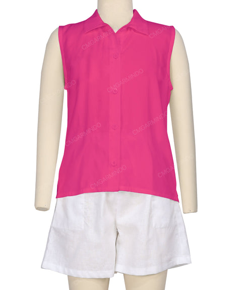 Sleeveless Button Up Shirt