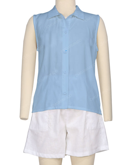 Sleeveless Button Up Shirt
