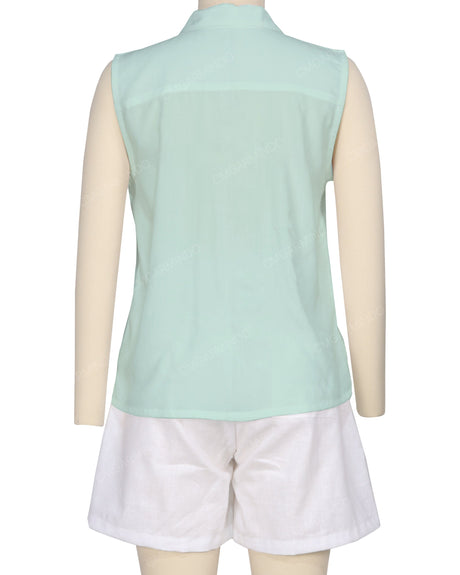 Sleeveless Button Up Shirt