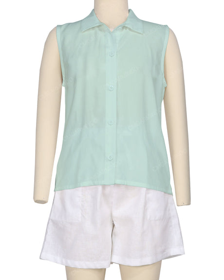 Sleeveless Button Up Shirt