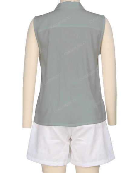 Sleeveless Button Up Shirt