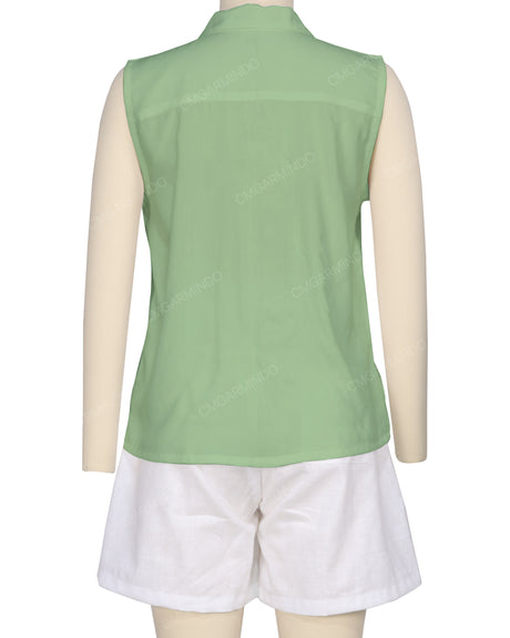 Sleeveless Button Up Shirt