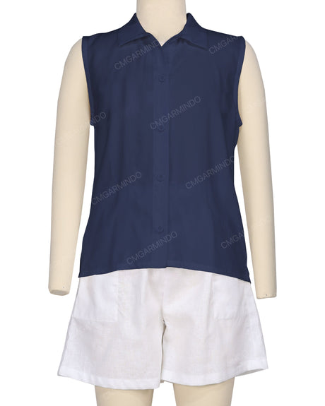 Sleeveless Button Up Shirt